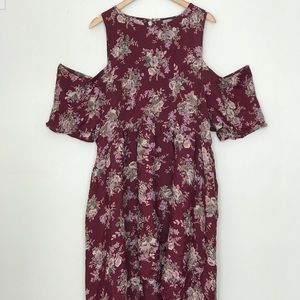 Midi Dress with Cold Shoulder